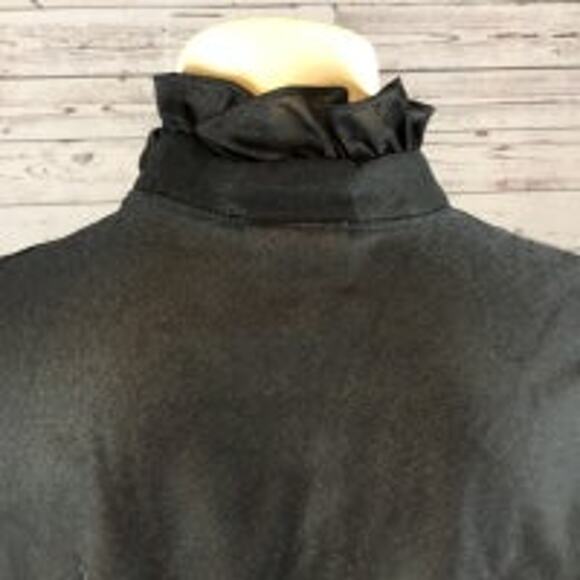 American Vintage Pretty Tops black lace & frilled blouse high neck size medium - Picture 9 of 12